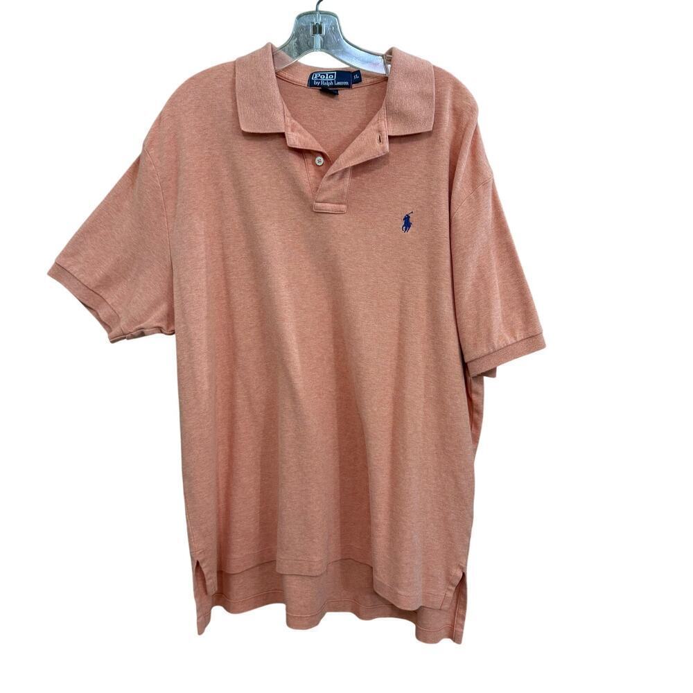 Ralph Lauren Mens Size XL Heathered Peach Short Sleeve Polo Shirt Preppy Casual
